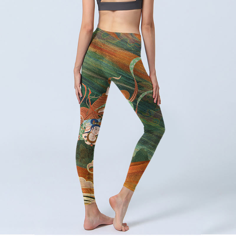 Pantalon de yoga pour femme avec imprimé Buddha Stones Dunhuang Flying Apsaras - image 5
