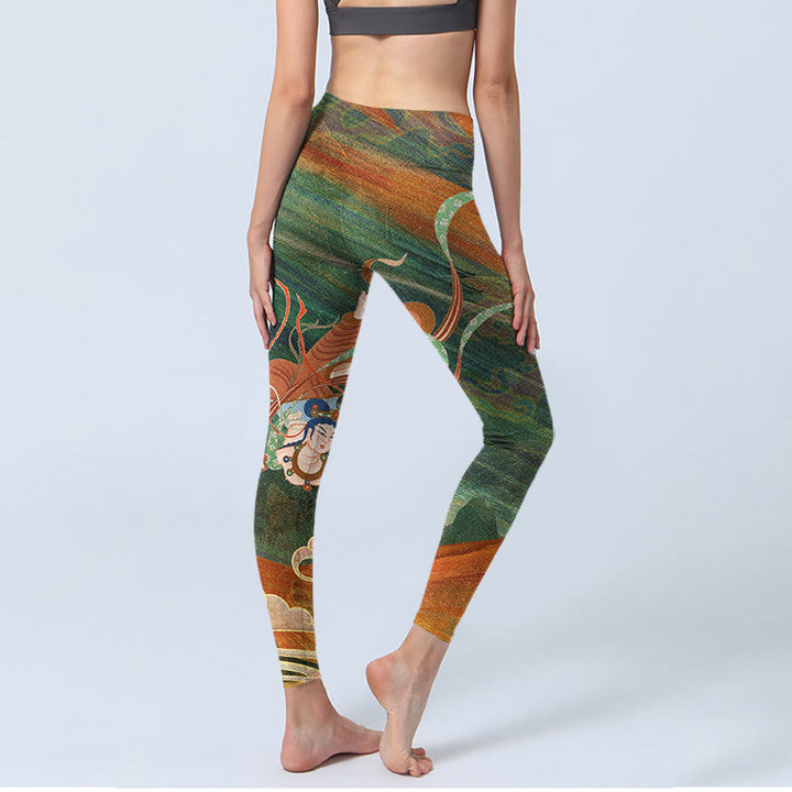 Pantalon de yoga pour femme avec imprimé Buddha Stones Dunhuang Flying Apsaras - image 5