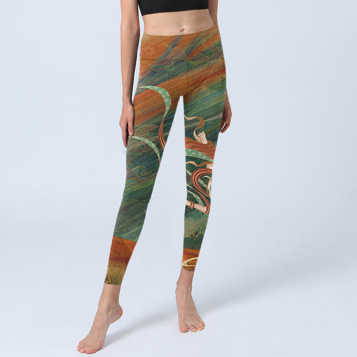 Pantalon de yoga pour femme avec imprimé Buddha Stones Dunhuang Flying Apsaras - image 5