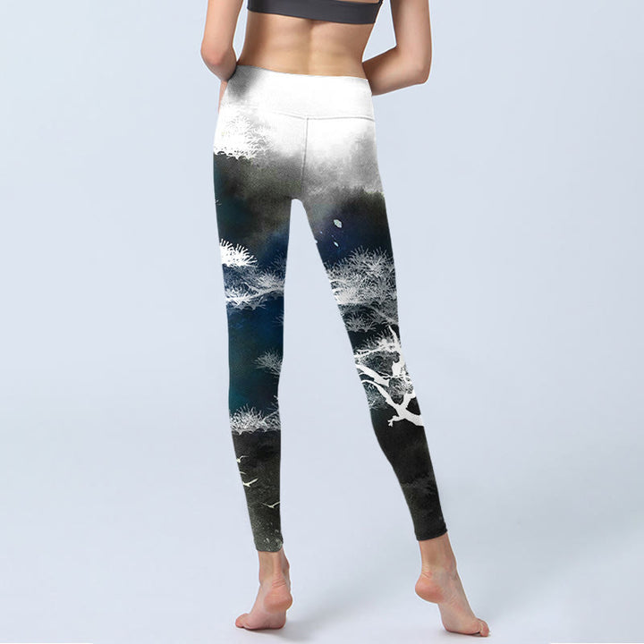 Leggings de sport à imprimé pin et peinture à l'encre de Buddha Stones Pantalon de yoga pour femme - image 7