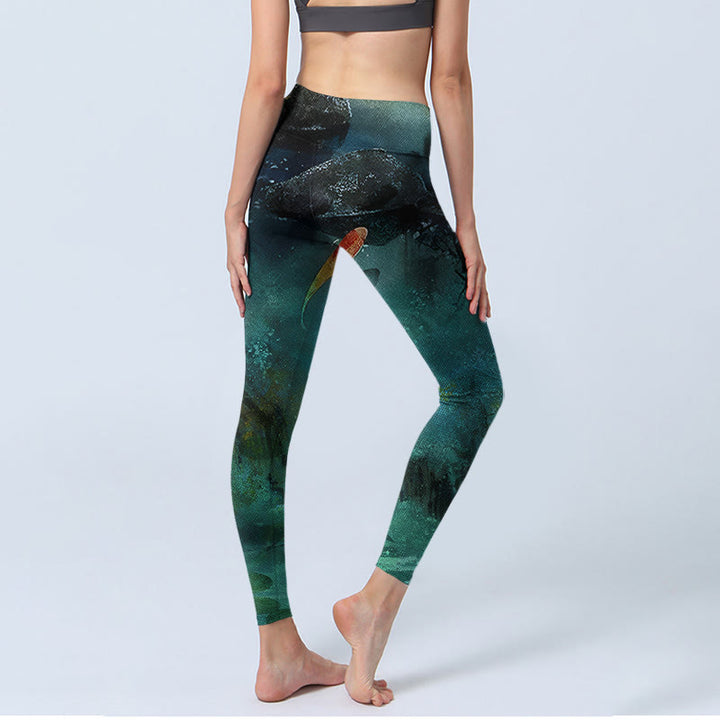 Pantalon de yoga pour femme avec imprimé Buddha Stones Pond Koi Fish Rocks - image 4
