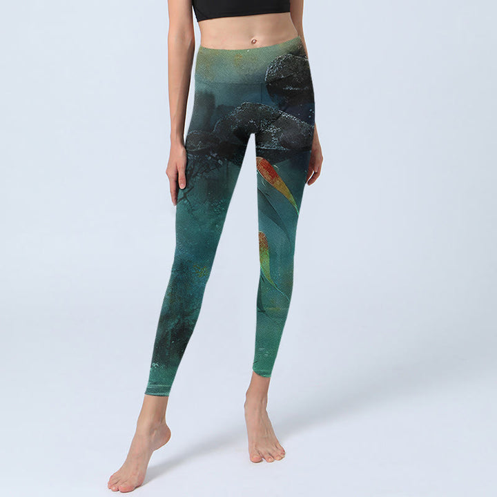 Pantalon de yoga pour femme avec imprimé Buddha Stones Pond Koi Fish Rocks - image 5