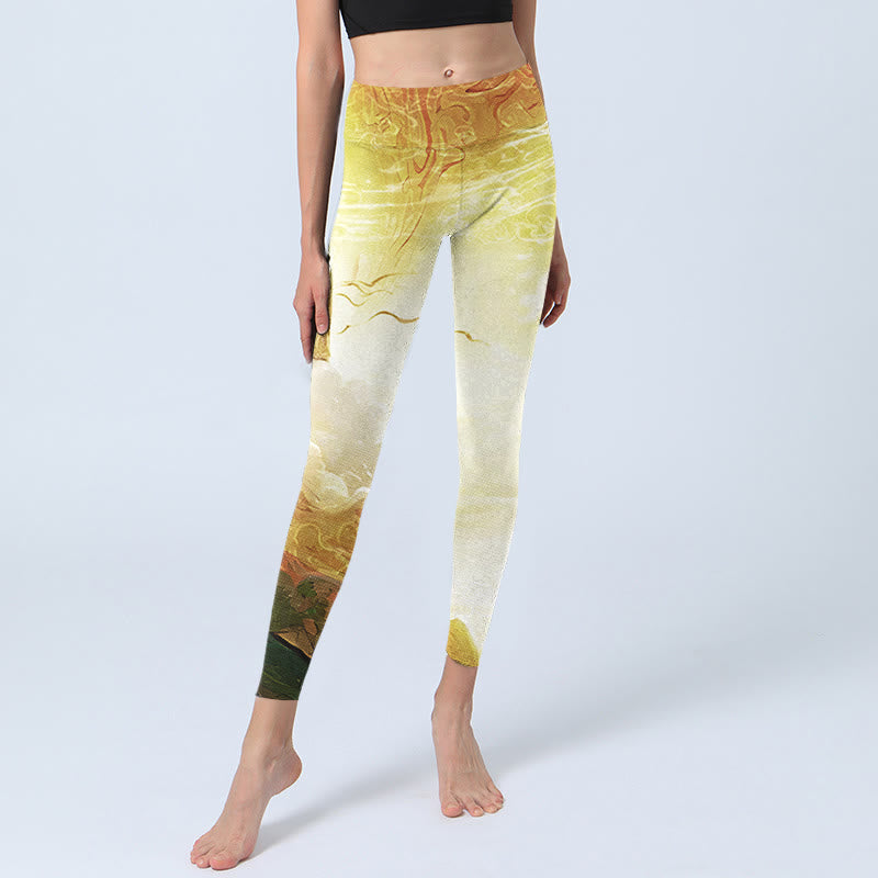 Pantalon de yoga pour femme avec imprimé Buddha Stones Golden Auspicious Cloud Figure Leggings de fitness - image 6