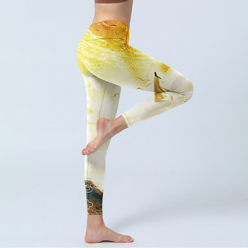 Pantalon de yoga pour femme avec imprimé Buddha Stones Golden Auspicious Cloud Figure Leggings de fitness - image 5