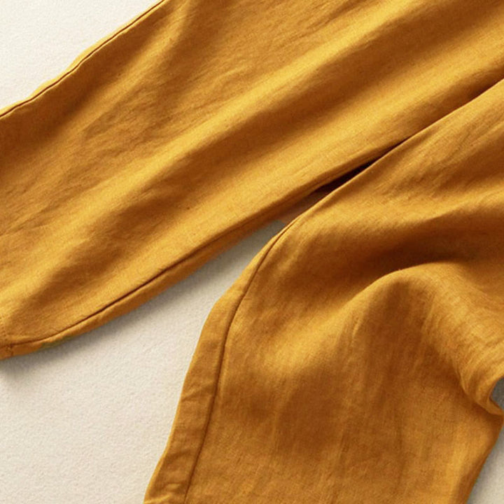 Pantalon sarouel capri taille élastique avec broderies vintage Buddha Stones et poches - image 4