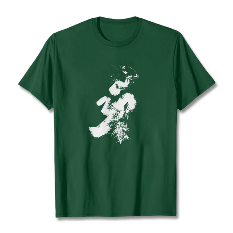 T-shirt en coton avec encre de bambou et Buddha Stones OM - Forêt Verte - 2XL - image 9