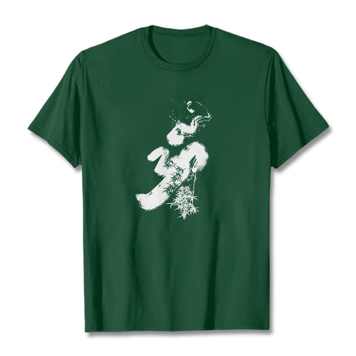 T-shirt en coton avec encre de bambou et Buddha Stones OM - Forêt Verte - 2XL - image 9
