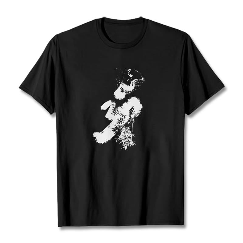 T-shirt en coton avec encre de bambou et Buddha Stones OM - Noir - 2XL - image 1