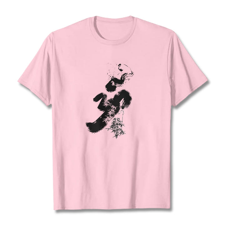 T-shirt en coton avec encre de bambou et Buddha Stones OM - Rose clair - 2XL - image 16