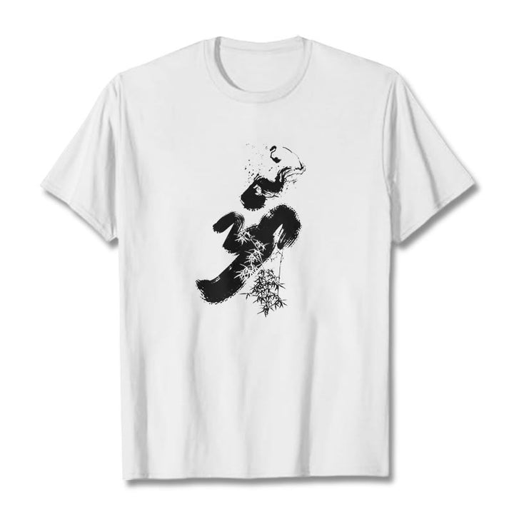 T-shirt en coton avec encre de bambou et Buddha Stones OM - Blanc - 2XL - image 6