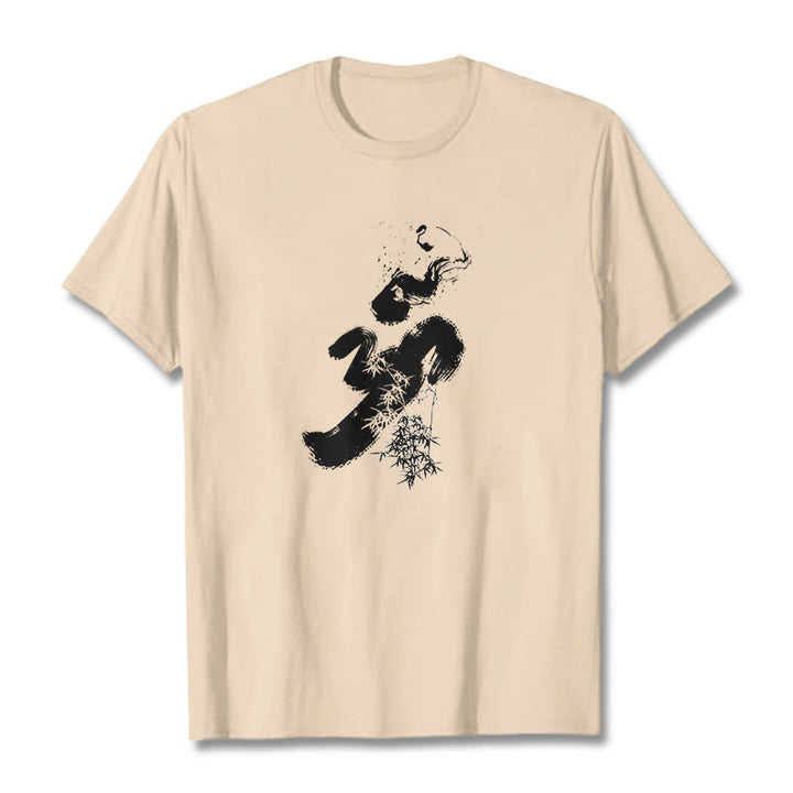 T-shirt en coton avec encre de bambou et Buddha Stones OM - Bisque - 2XL - image 12