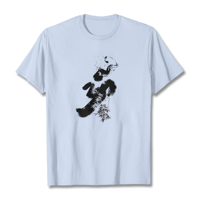 T-shirt en coton avec encre de bambou et Buddha Stones OM - Cyan clair - 2XL - image 11
