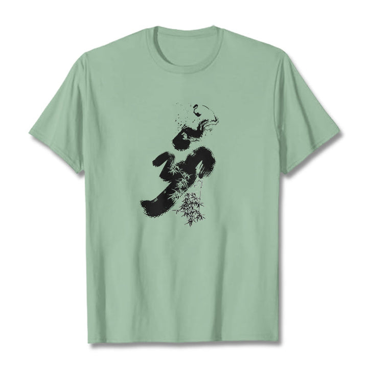 T-shirt en coton avec encre de bambou et Buddha Stones OM - Vert pâle - 2XL - image 18