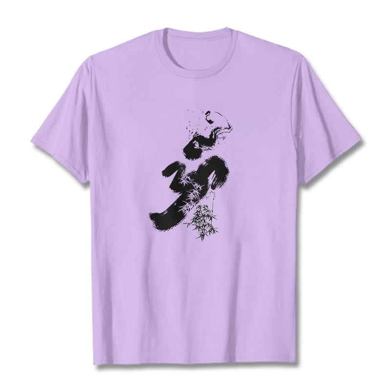 T-shirt en coton avec encre de bambou et Buddha Stones OM - Prune - 2XL - image 14