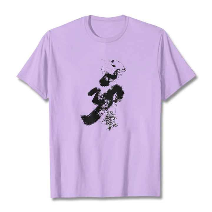 T-shirt en coton avec encre de bambou et Buddha Stones OM - Prune - 2XL - image 14