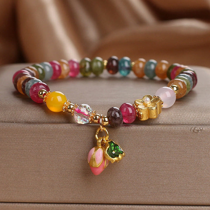 Bracelet de sagesse en tourmaline et graines de lotus avec Buddha Stones