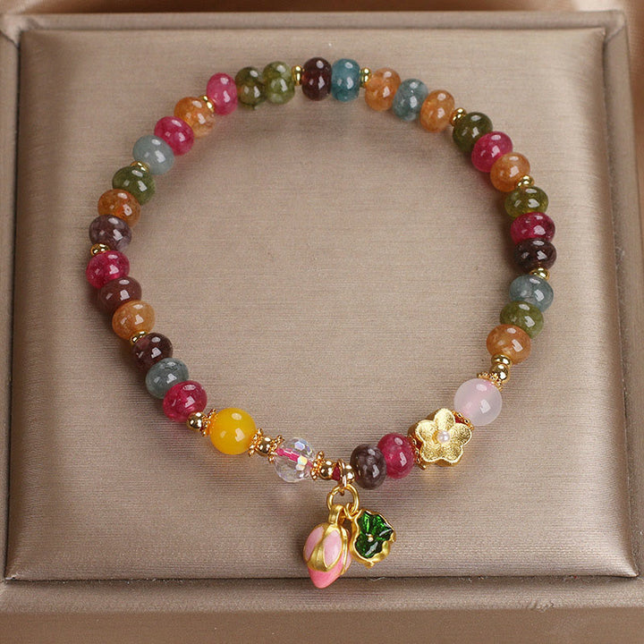 Bracelet de sagesse en tourmaline et graines de lotus avec Buddha Stones