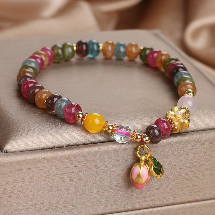 Bracelet de sagesse en tourmaline et graines de lotus avec Buddha Stones