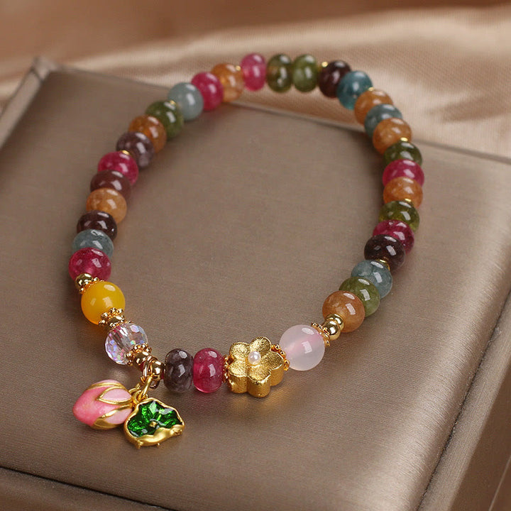 Bracelet de sagesse en tourmaline et graines de lotus avec Buddha Stones