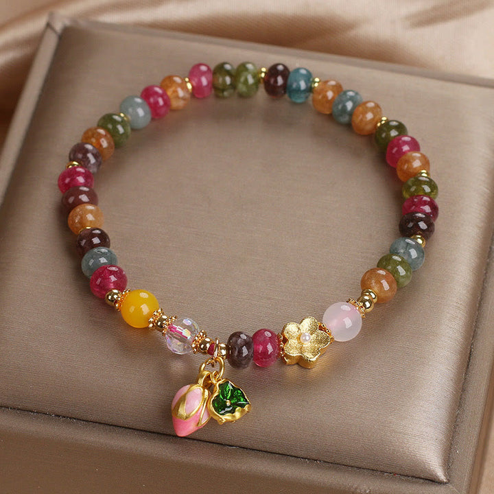 Bracelet de sagesse en tourmaline et graines de lotus avec Buddha Stones