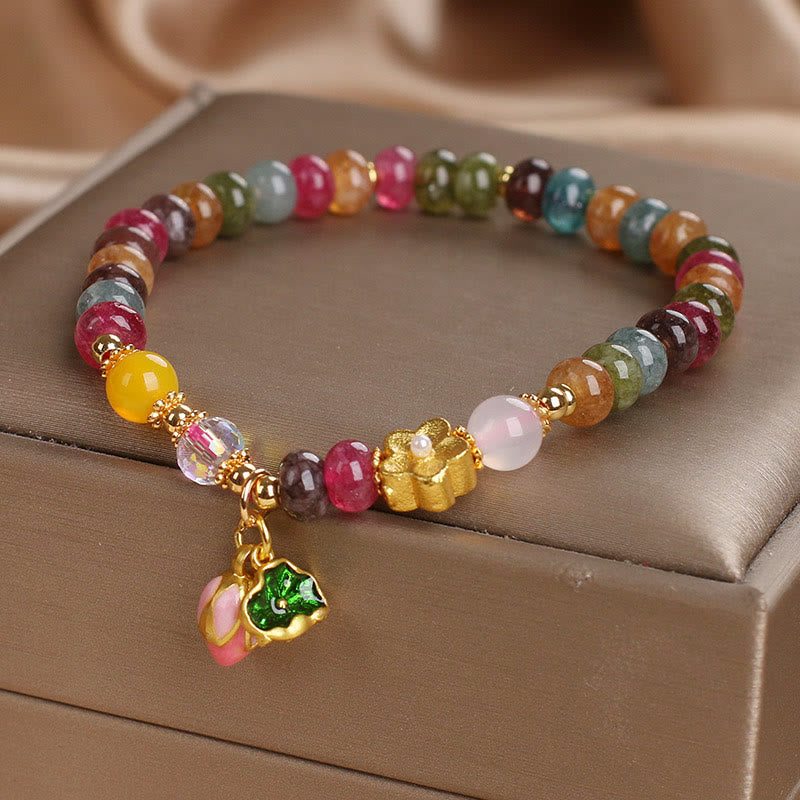 Bracelet de sagesse en tourmaline et graines de lotus avec Buddha Stones