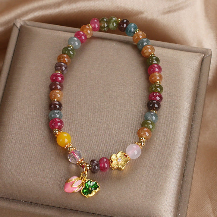 Bracelet de sagesse en tourmaline et graines de lotus avec Buddha Stones