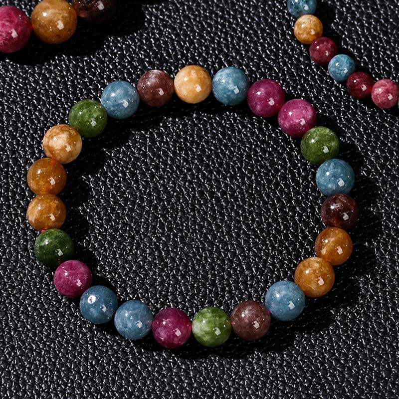 Bracelet positif en tourmaline multicolore Buddha Stones - image 8