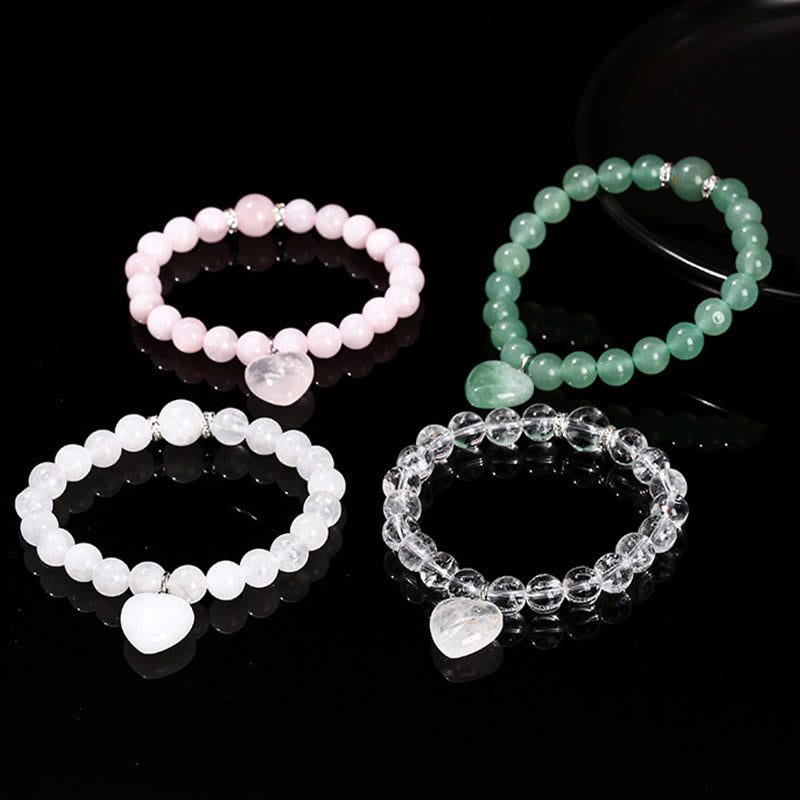 Bracelet d'équilibre en forme de cœur avec Buddha Stones et divers cristaux verts en aventurine. - image 30