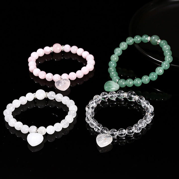Bracelet d'équilibre en forme de cœur avec Buddha Stones et divers cristaux verts en aventurine. - image 30