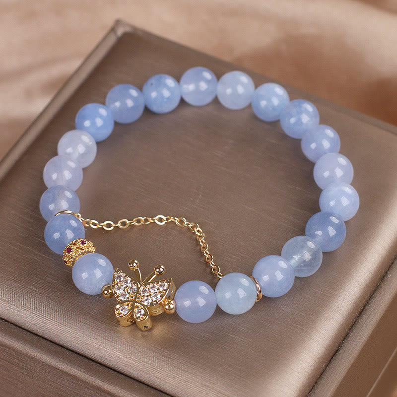 Bracelet Sérénité Papillon Aigue-Marine Buddha Stones