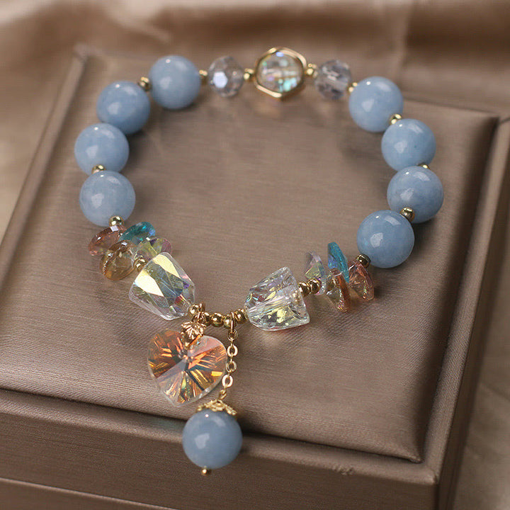 Bracelet de guérison avec breloque en forme de cœur en cristal vert aigue-marine de Buddha Stones