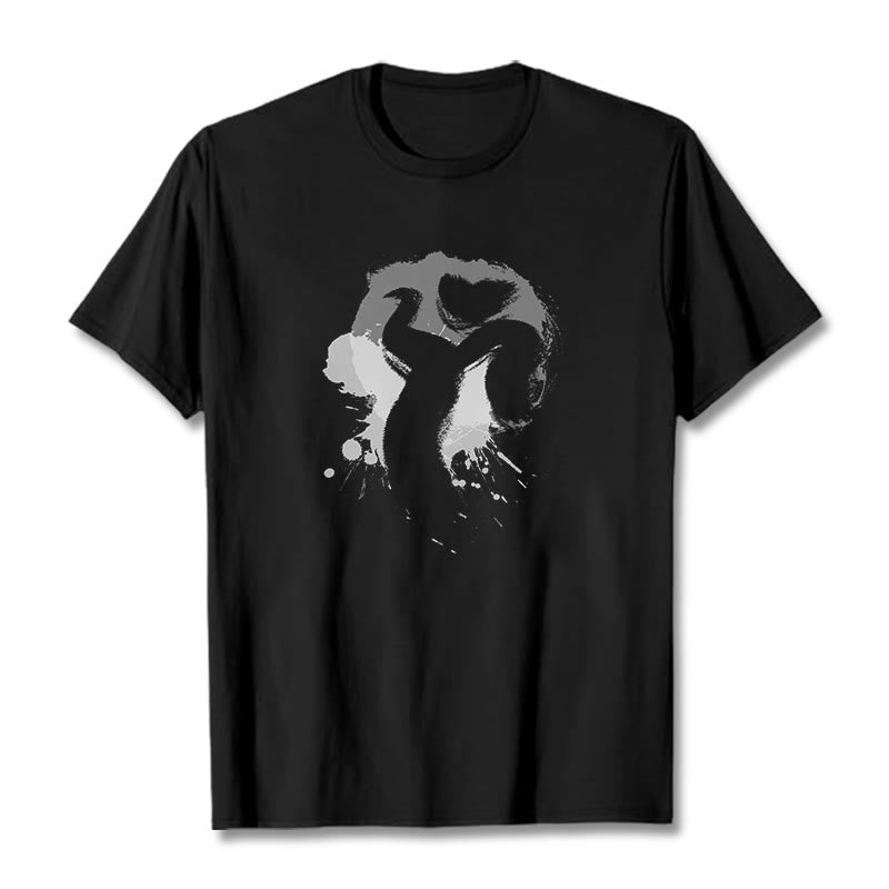 T-shirt en coton avec Buddha Stones et OM Swan - Noir - 2XL - image 1