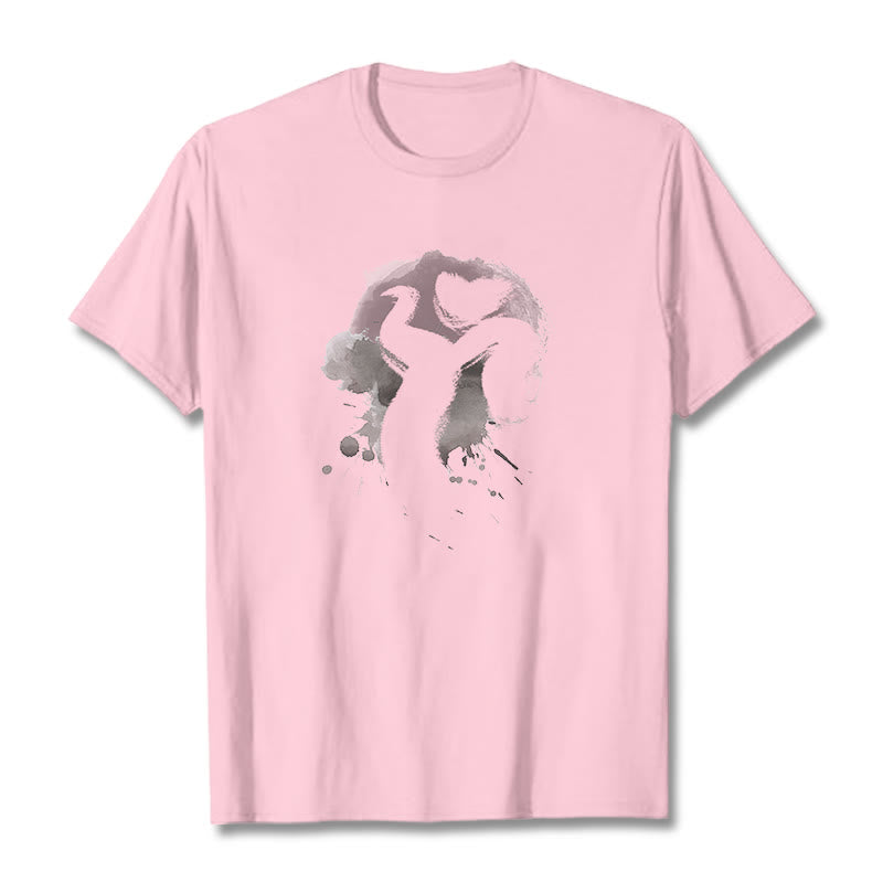 T-shirt en coton avec Buddha Stones et OM Swan - Rose clair - 2XL - image 16