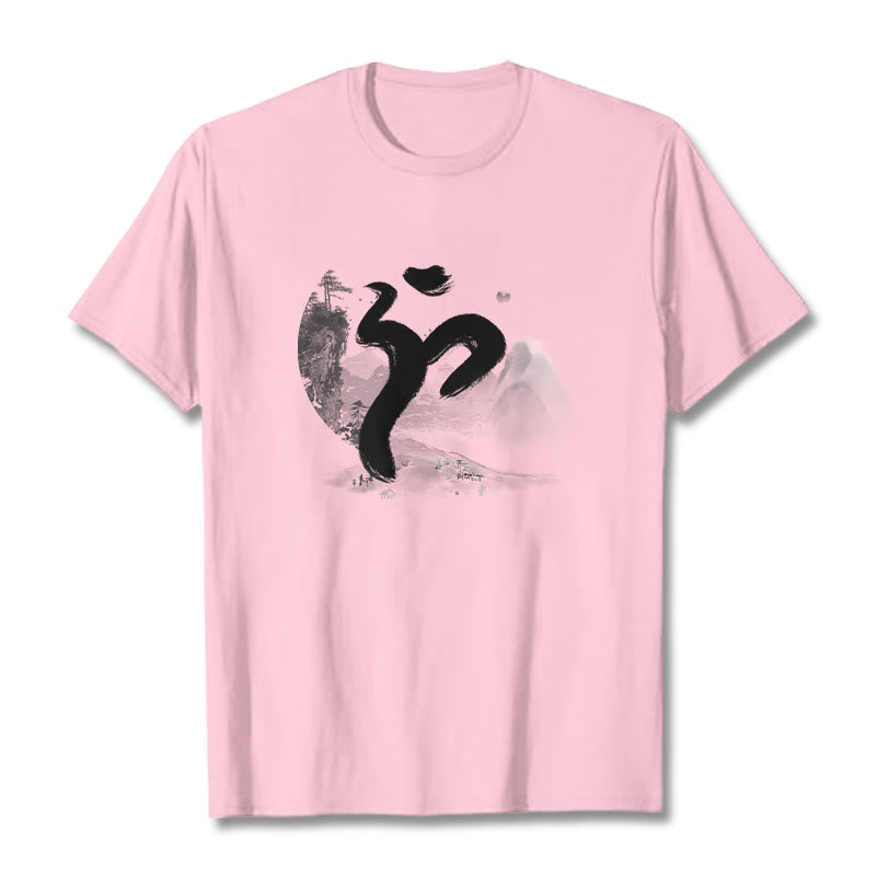 T-shirt en coton avec paysage de Buddha Stones OM - Rose clair - 2XL - image 16
