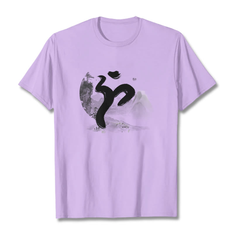T-shirt en coton avec paysage de Buddha Stones OM - Prune - 2XL - image 14