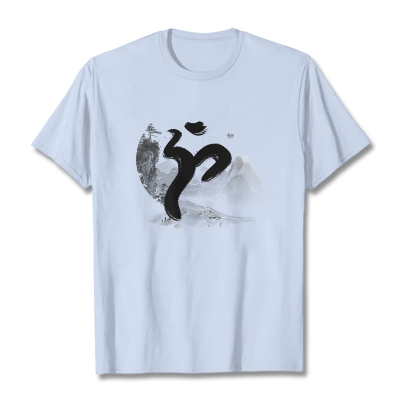 T-shirt en coton avec paysage de Buddha Stones OM - Cyan clair - 2XL - image 11