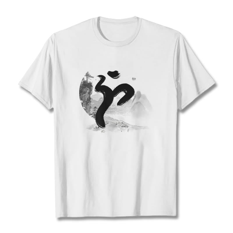 T-shirt en coton avec paysage de Buddha Stones OM - Blanc - 2XL - image 6