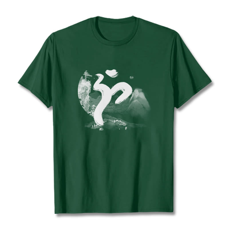 T-shirt en coton avec paysage de Buddha Stones OM - Forêt Verte - 2XL - image 9
