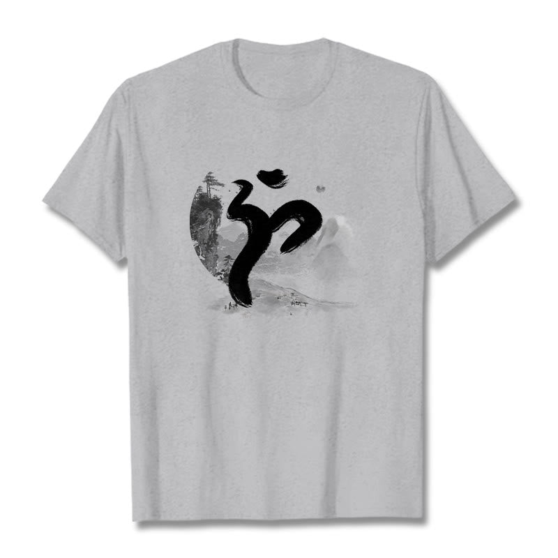 T-shirt en coton avec paysage de Buddha Stones OM - Gris clair - 2XL - image 20