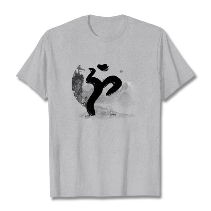 T-shirt en coton avec paysage de Buddha Stones OM - Gris clair - 2XL - image 20