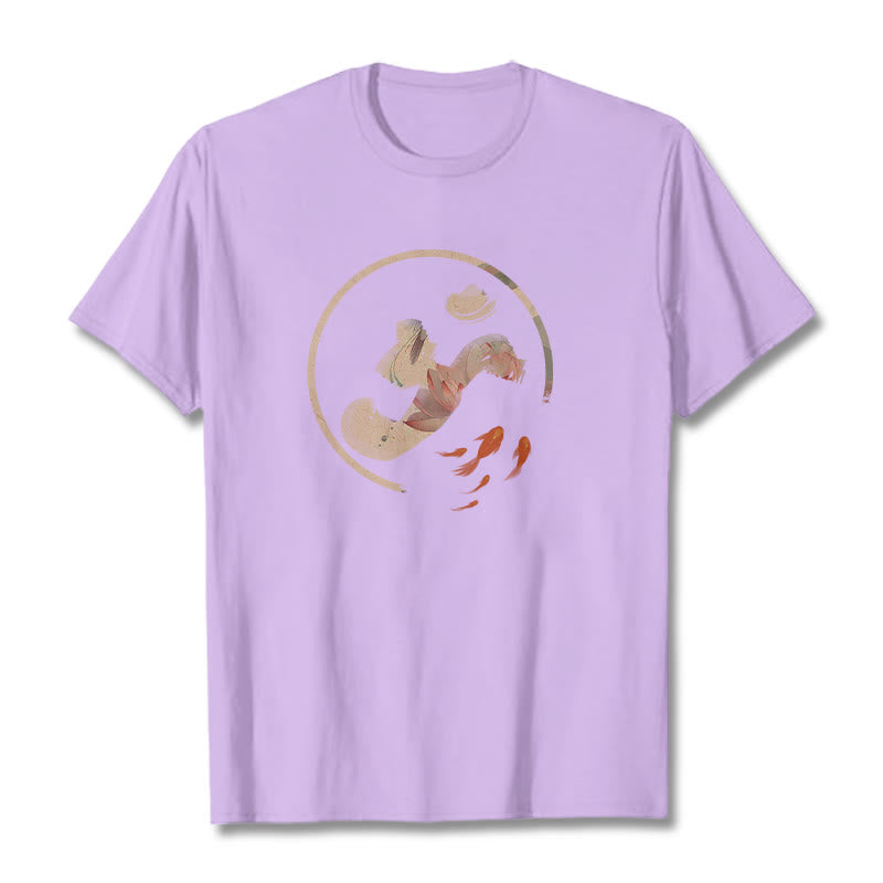 T-shirt en coton Buddha Stones OM Lotus Koi Fish - Prune - 2XL - image 17