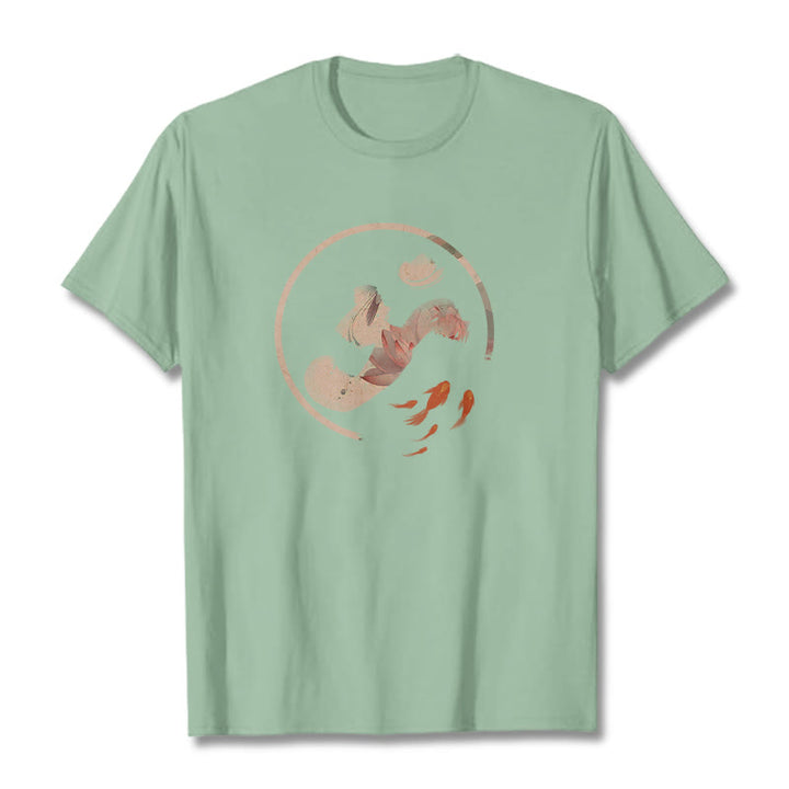 T-shirt en coton Buddha Stones OM Lotus Koi Fish - Vert pâle - 2XL - image 15