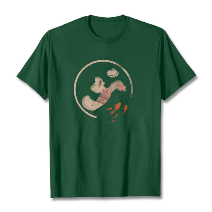 T-shirt en coton Buddha Stones OM Lotus Koi Fish - Forêt Verte - 2XL - image 11