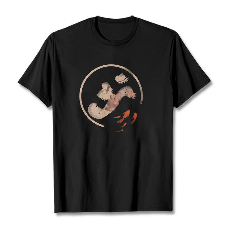 T-shirt en coton Buddha Stones OM Lotus Koi Fish - Noir - 2XL - image 5