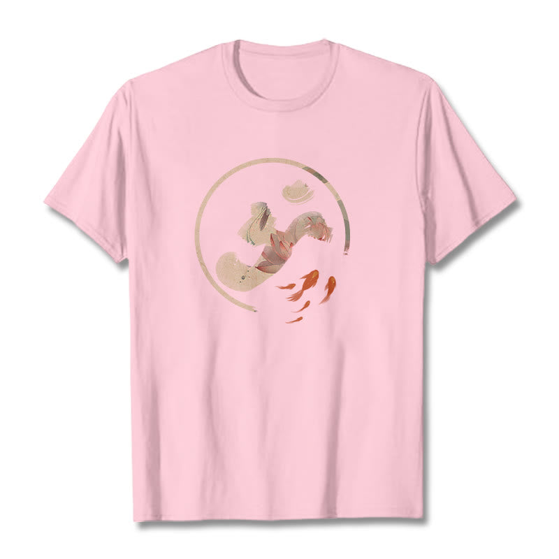 T-shirt en coton Buddha Stones OM Lotus Koi Fish - Rose clair - 2XL - image 13