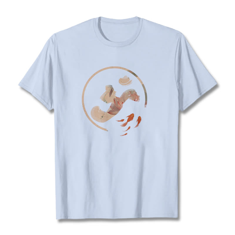 T-shirt en coton Buddha Stones OM Lotus Koi Fish - Cyan clair - 2XL - image 19