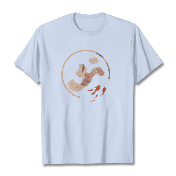 T-shirt en coton Buddha Stones OM Lotus Koi Fish - Cyan clair - 2XL - image 19