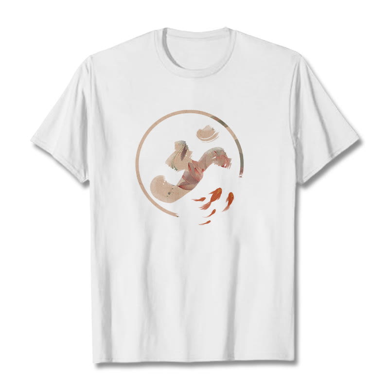 T-shirt en coton Buddha Stones OM Lotus Koi Fish - Blanc - 2XL - image 1