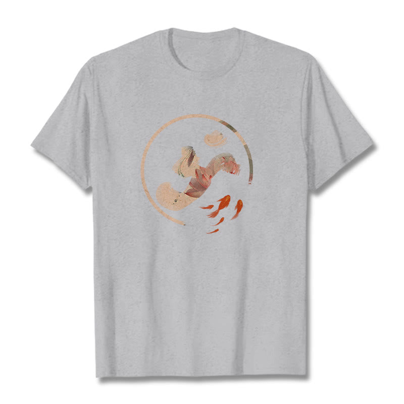 T-shirt en coton Buddha Stones OM Lotus Koi Fish - Gris clair - 2XL - image 20