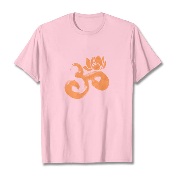 T-shirt en coton avec Buddha Stones et fleur de lotus OM - Rose clair - 2XL - image 12